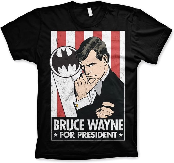 Batman Bruce Wayne For President T-shirt Zwart