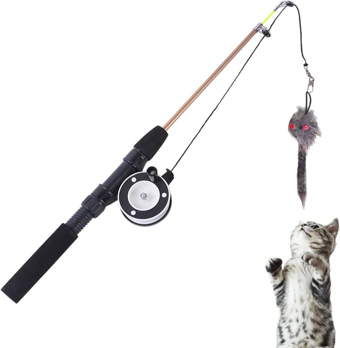 Kattenhengel - Interactieve hengel - Actief spelen - Verstelbare lengte - Tot 72 cm - Eekhoorn