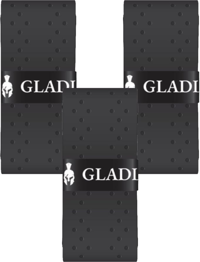 Gladiator geperforeerde Perfo Overgrips - zwart - 3 stuks - tennis - padel - pickleball
