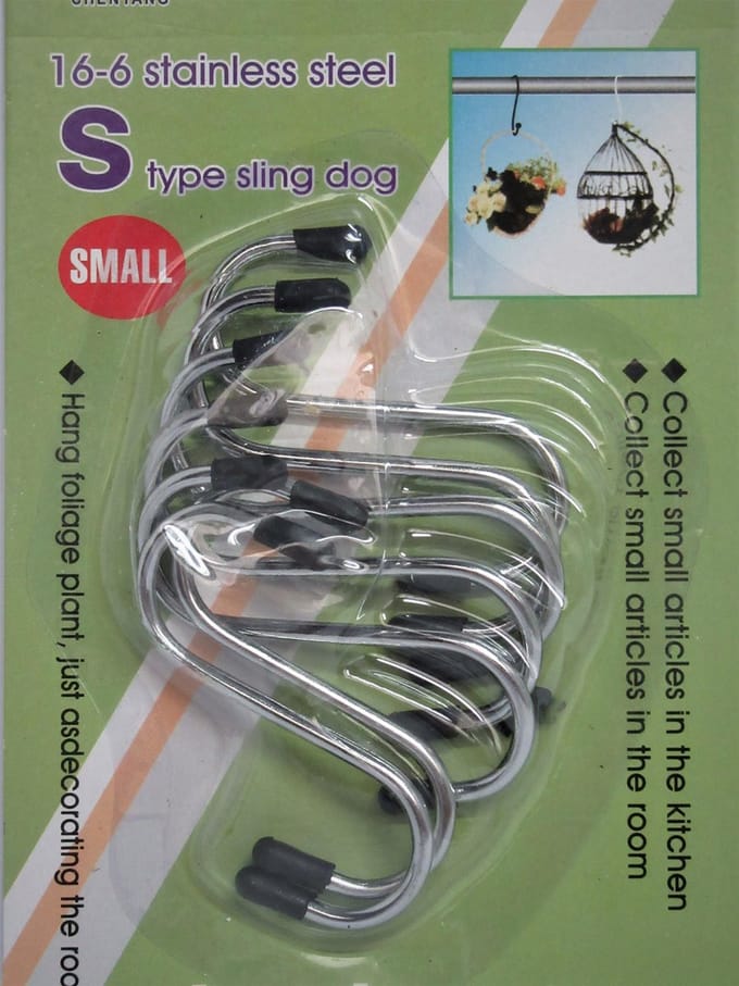 2 x Metalen S haken, ophanghaken set van 7