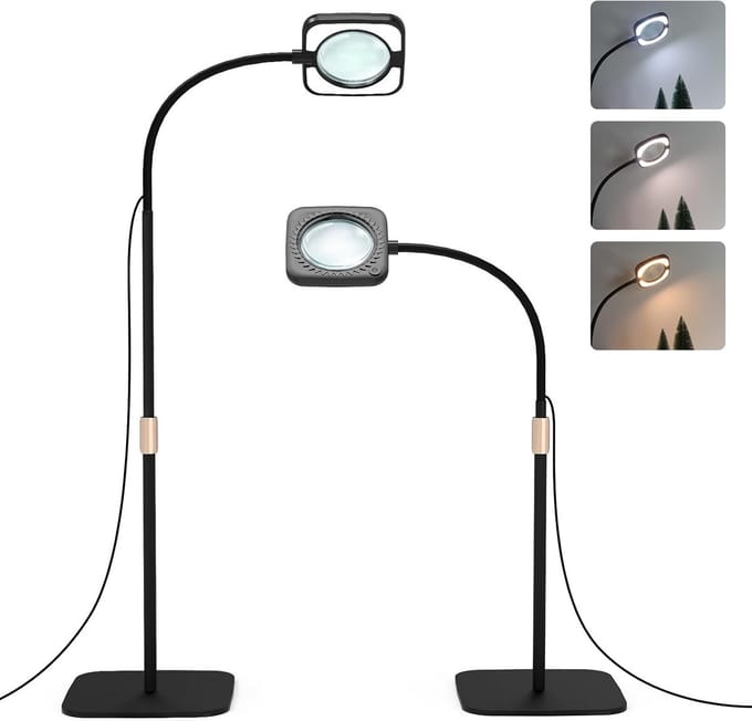 Vergrootglas met LED Verlichting en Standaard: 8x Vergroting met Instelbare Kleurtemperatuur