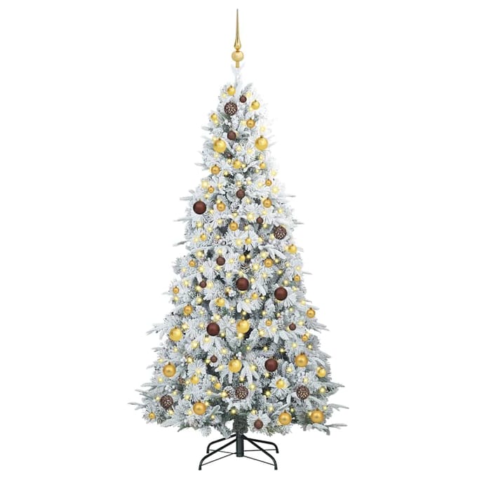 vidaXL - Kunstmatige - Hinged - Kerstboom - met - 300 - LED - Wit - 210 - cm - PE - en - PVC