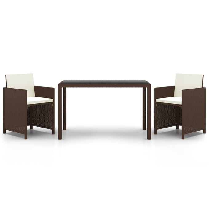 vidaXL - 3-delige - Tuinset - met - kussens - poly - rattan - bruin