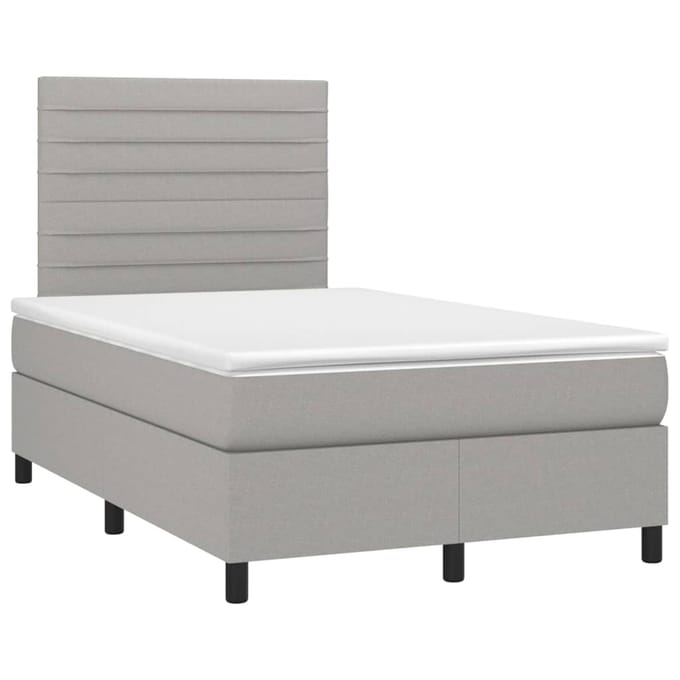 vidaXL - Boxspring - met - matras - en - LED - stof - lichtgrijs - 120x200 - cm