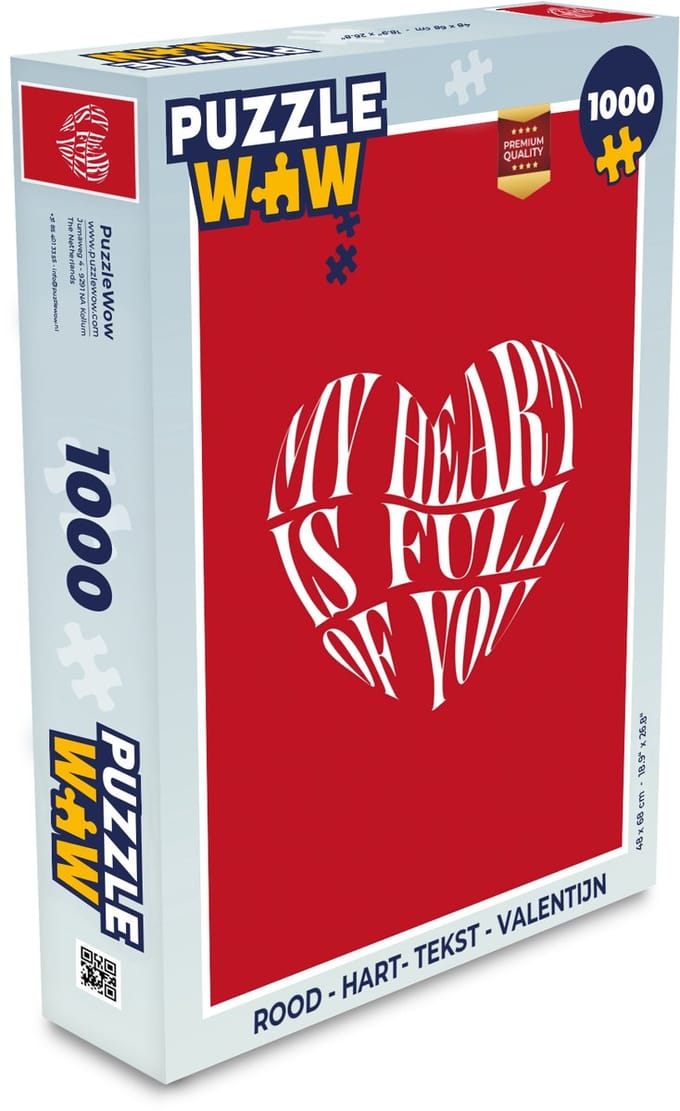 Puzzel Rood - Hart- Tekst - Valentijn - Legpuzzel - Puzzel 1000 stukjes volwassenen