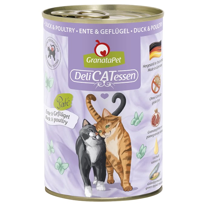 24x400g GranataPet DeliCatessen Eend & gevogelte Kattenvoer