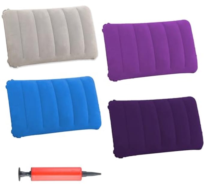 4 Stuks Opblaasbare Kussens voor Reizen en Camping - Compact en Ultralicht