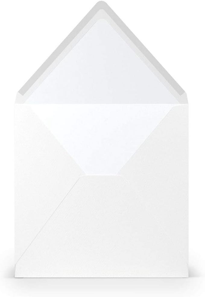 100 Luxe Vierkante Enveloppen Wit Geribbeld 16,4x16,4 cm zonder Venster Bruiloft