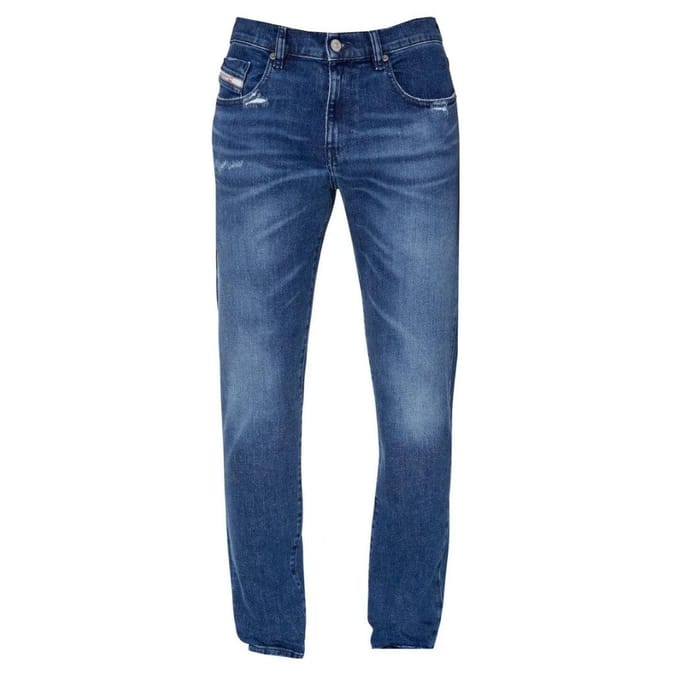 Diesel Heren D-Strukt Denim Distressed Reinforced Jeans (Blauw)