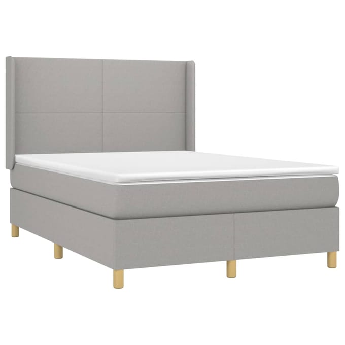 vidaXL - Boxspring - met - matras - stof - lichtgrijs - 140x200 - cm