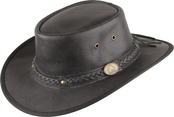 Lederen hoed Springbrook zwart, M