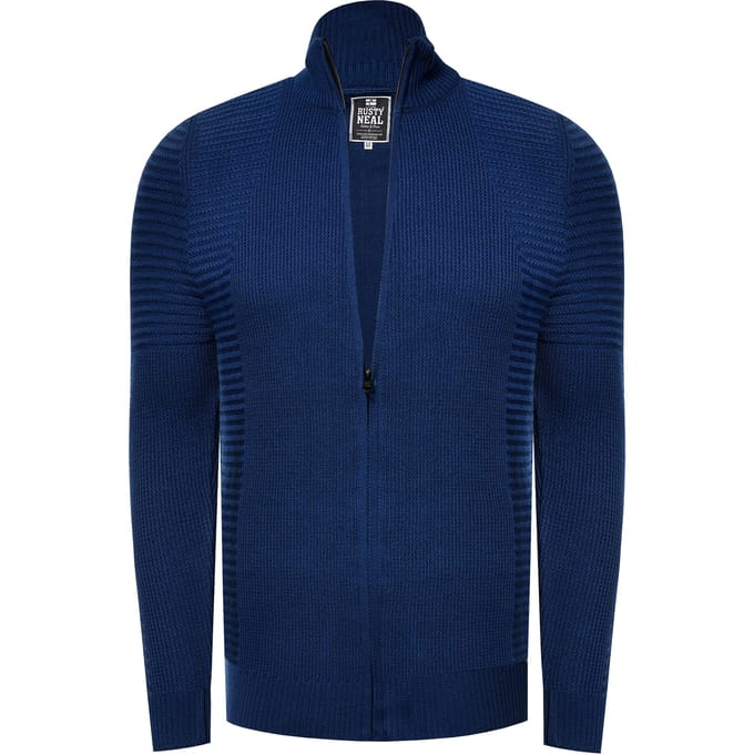 Fijne gebreide jas in biker-stijl met slim fit pasvorm