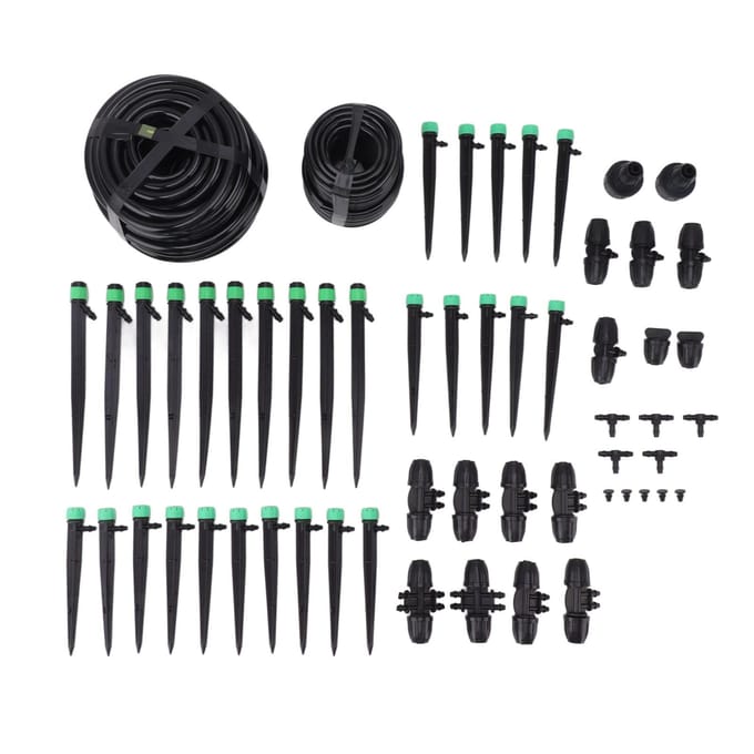 Système d'irrigation de jardin Système d'arrosage de jardin Kits d'irrigation goutte à goutte automatiques pour jardin surélevé black