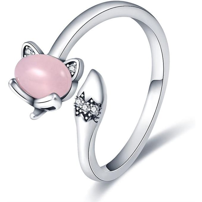 Nieuwe S925 Witte Brons Damesring Nee. 1 Vos Open Ring white
