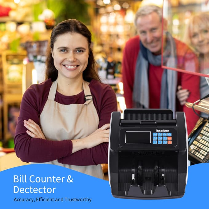 Bisofice Geldtelmachine Vervalsgeld Detector Automatische Gelddetectie Bovenlader US Plug