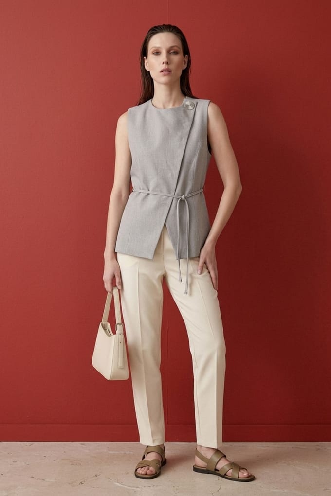 Gestrikt crêpe vest
