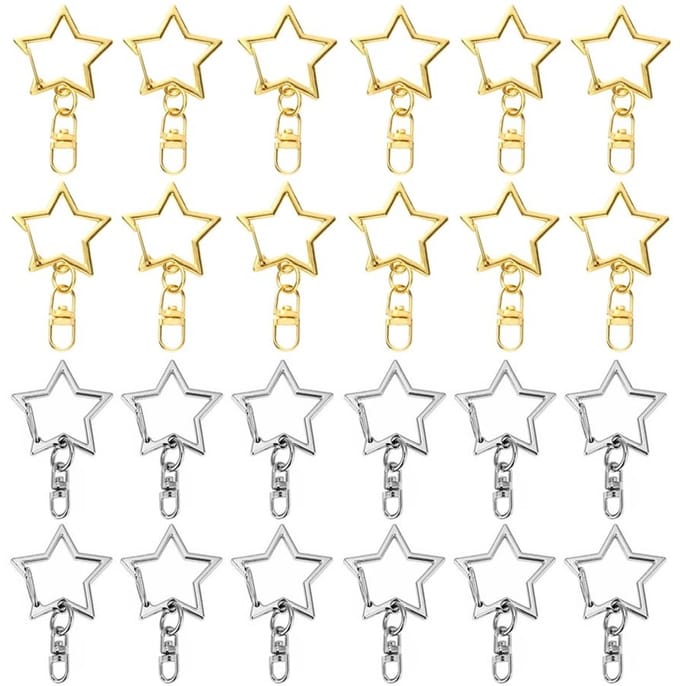 Dailygoods - 24 Stuks Draaibare Sleutelring - Karabijnhaak met Sleutelringen