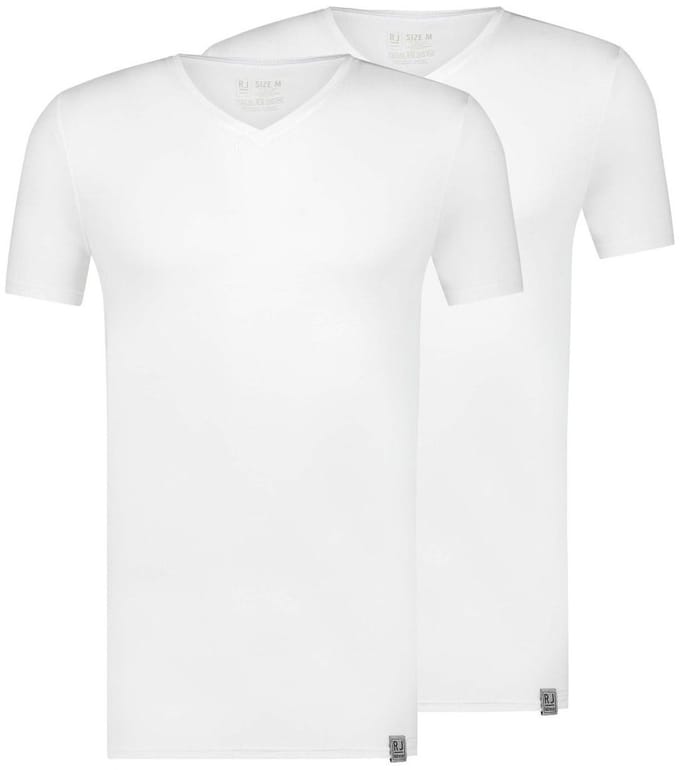 RJ Good Life Athens 2-Pack Heren T-Shirt V-Hals Wit S