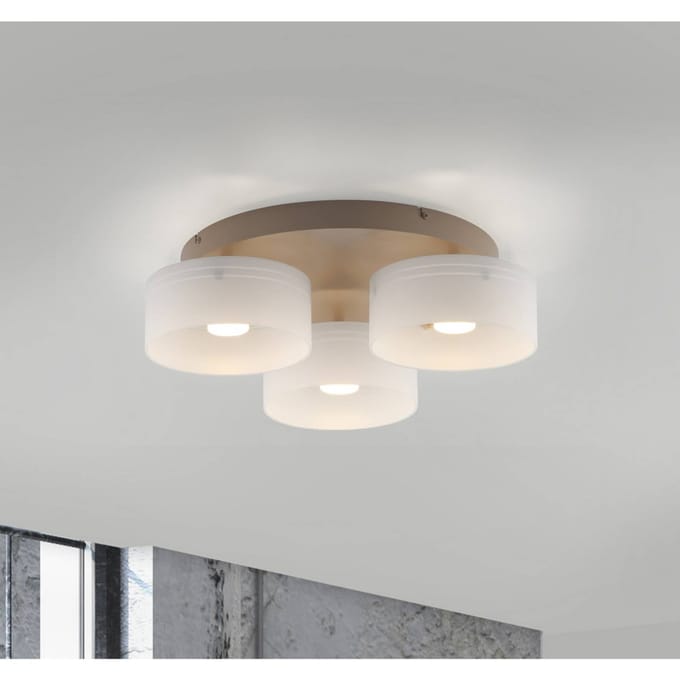 Paul Neuhaus LED plafondlamp MARIKA beige/wit 40 cm 3-lamps glas Switchdim