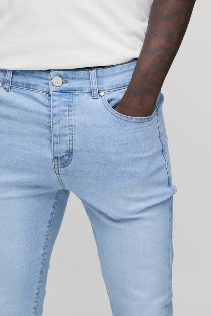 Essential Skinny Fit Stretch Washed Jeans | Light Blue | Size 48R
