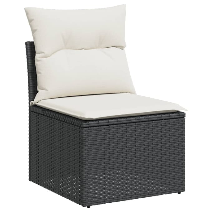vidaXL - 9-delige - Loungeset - met - kussens - poly - rattan - zwart