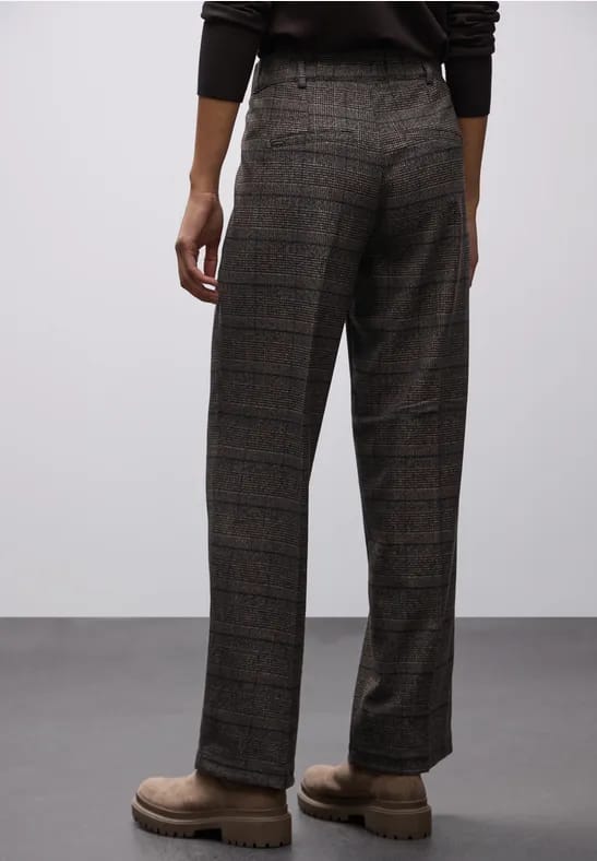Geruite straight legs broek