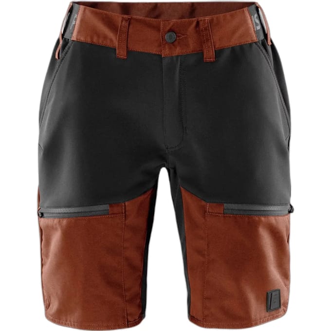 Fristads Carbon semi-stretch korte broek Dames - Roest rood/zwart - M