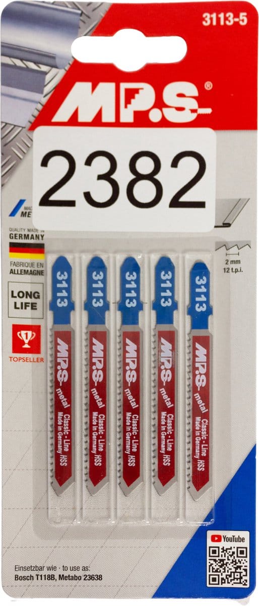MPS - Zaagbladen - Decoupeerzaag - 5 stuks - Plastic - Aluminium - RVS - Hard board