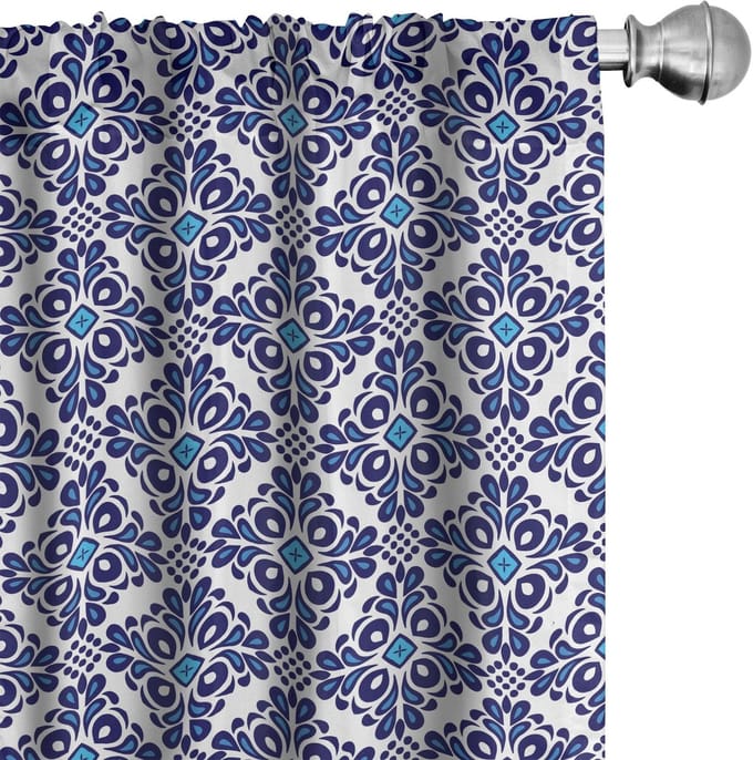 ABAKUHAUS Gordijnen – 2-delige set 75x175 cm – Microvezel, halfdonker, geometrisch