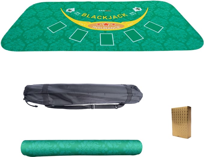 BlackJack Mat - Oprolbaar antislip kleed - Inclusief draagtas en kaarten