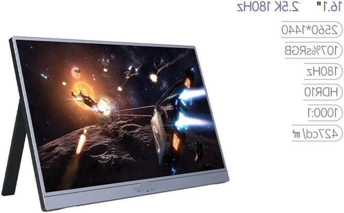Draagbaar Scherm - Extern Beeldscherm - Productief Werken - 2.5K 180Hz IPS - 16.1 Inch - Zwart