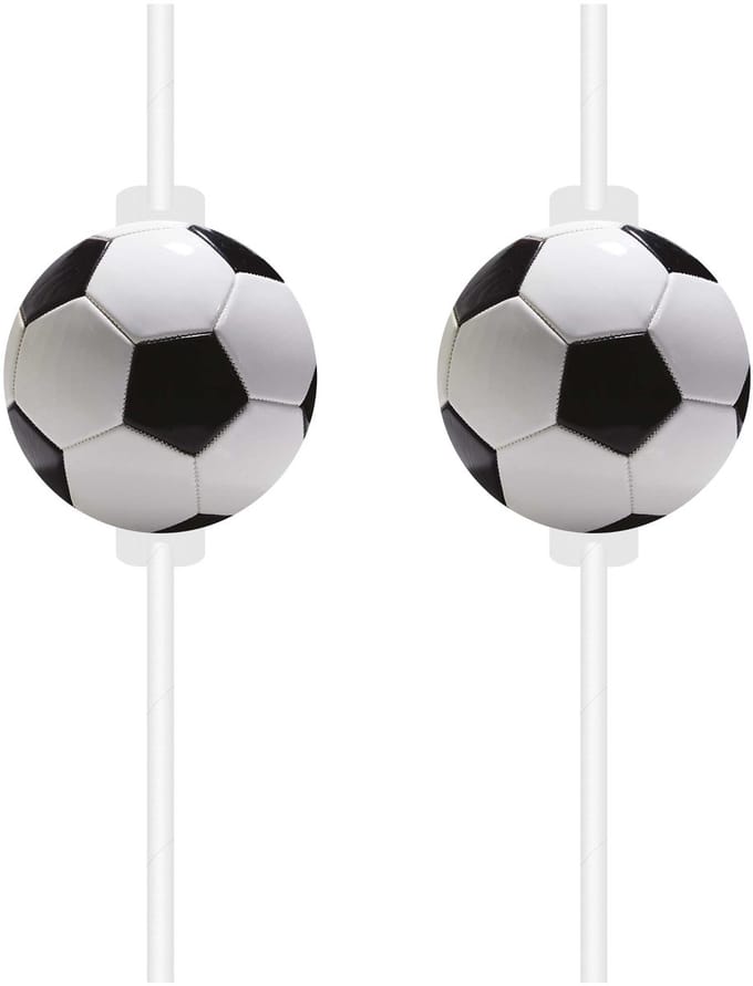 Vegaoo - 4 Kartonnen Voetbal Party Rietjes met Bal