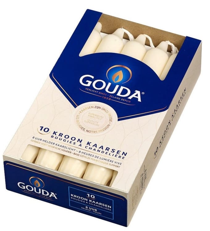 Gouda - Kroonkaarsen - 60 stuks - Ivoor - 8 branduren - 20 cm