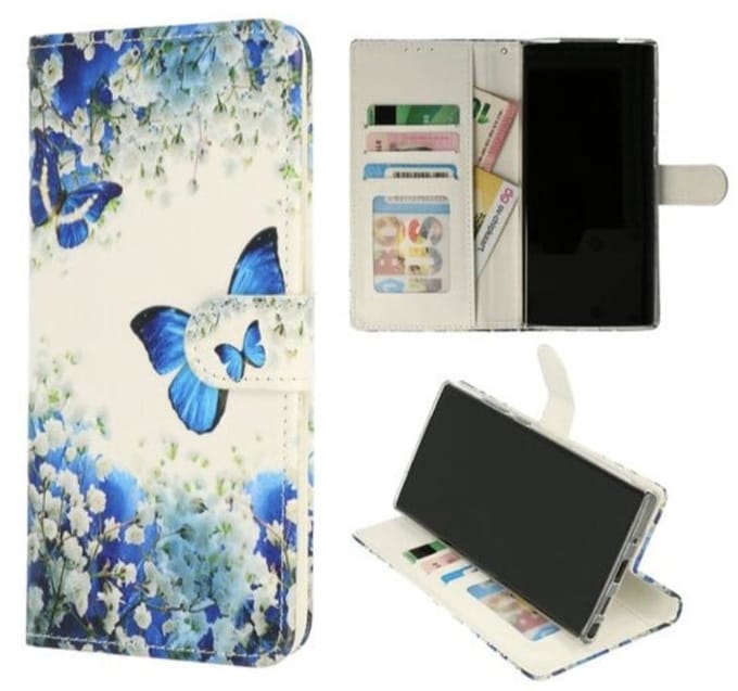 Cityhoesje Bookcase iPhone 14 Pro – Print Vlinder Blauw