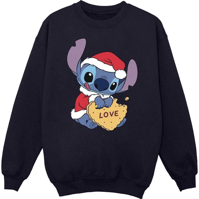 Disney Dames/Dames Lilo And Stitch Kerstmis Love Biscuit Sweatshirt (Marineblauw)