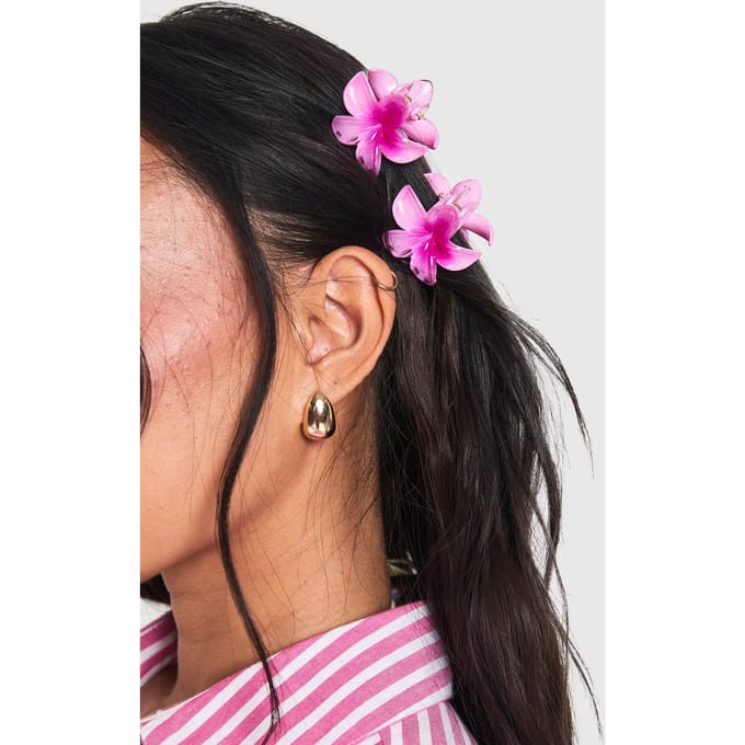 boohoo Dames Small Flower Hair Clips 2 Pack | Baby Roze