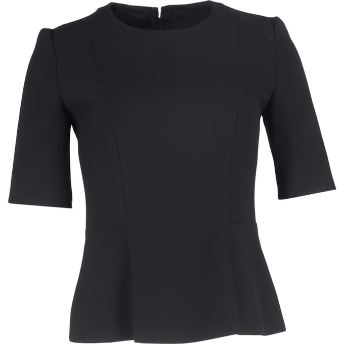 Boss by Hugo Boss top met korte mouwen en peplum in zwarte wol