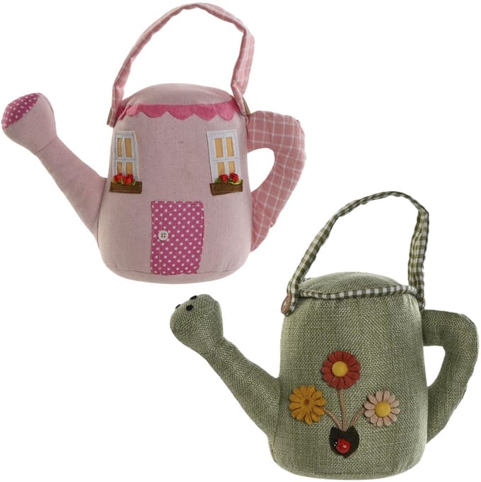 Item Deurstopper gieter - set - 1,5 kilo - groen/roze - polyester