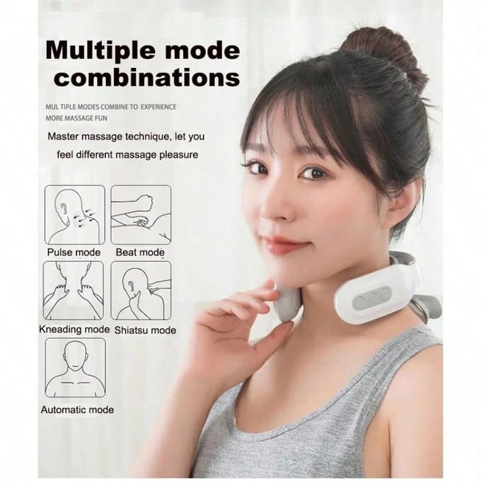 Draagbare Nek Schouder Massager USB Oplaadbare Lithium Batterij Slimme Ontspanning Cadeau voor Mannen Vrouwen wit