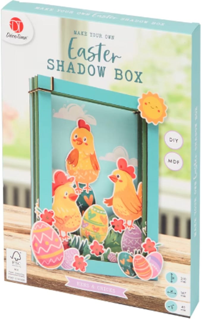 Pasen Knutselset Hens & Chicks - Houten 3D-Shadowbox | Paasdecoratie - DIY - Maak je eigen shadowbox - Paaseditie