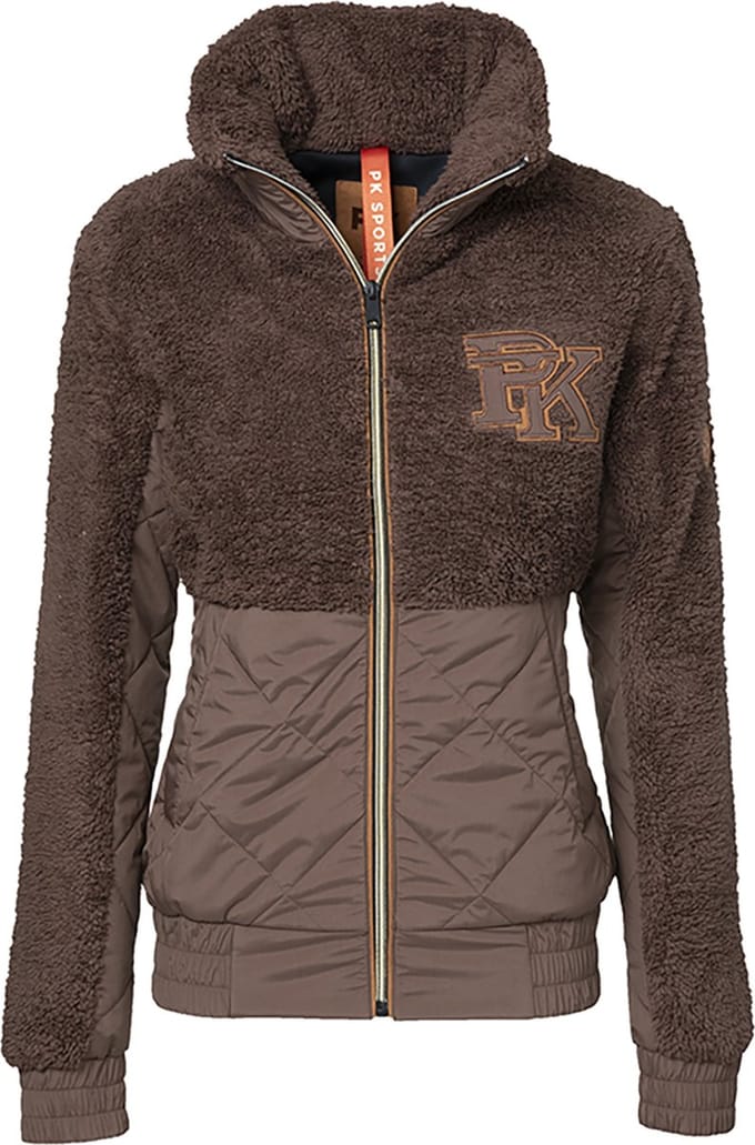 PK International Sportswear - Jacket - Jas - Teddy - Magic - Java - Donkerbruin - Hoge Kraag - Ritszakken - S/36
