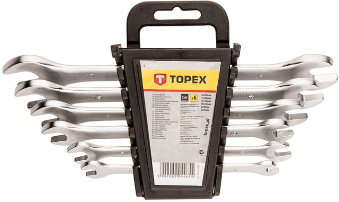Topex - Dubbele Steeksleutel Set - 6-17 mm - Chroom-Vanadiumstaal - 6 Stuks