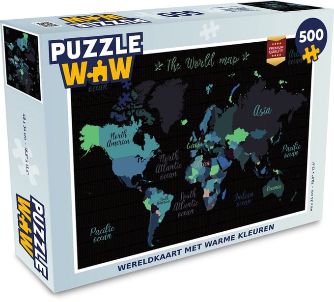 Puzzel Wereldkaart - Bruin - Simpel - Legpuzzel - Puzzel 500 stukjes