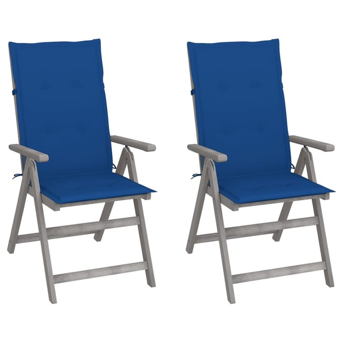 vidaXL - Tuinstoelen - 2 - st - verstelbaar - met - kussens - massief - acaciahout