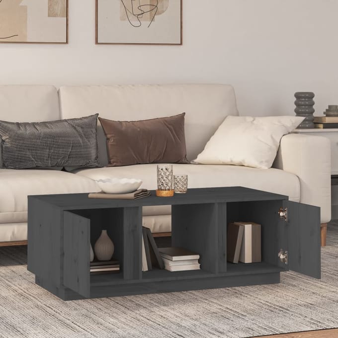 vidaXL - Salontafel - 110x50x40 - cm - massief - grenenhout - grijs