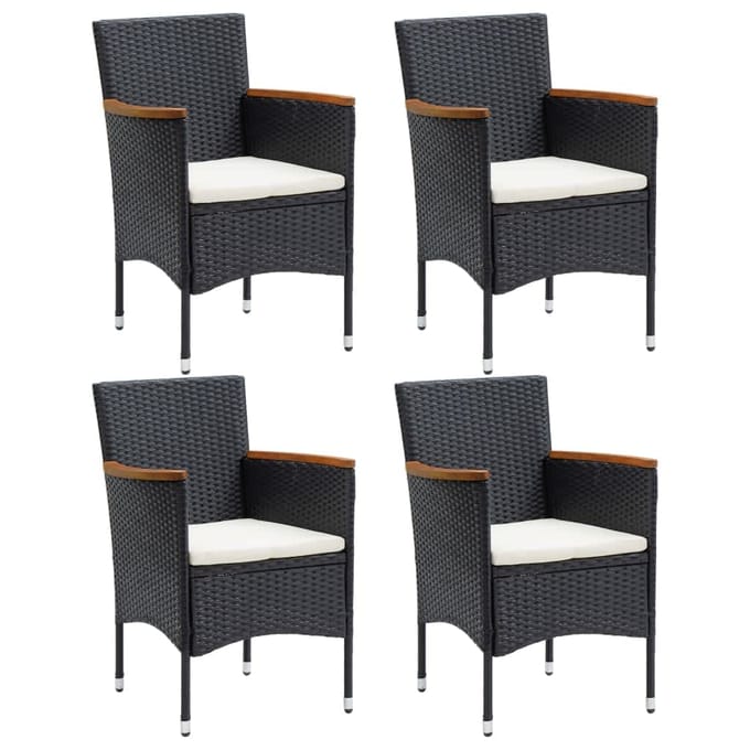 vidaXL - 5-delige - Tuinset - met - kussens - poly - rattan - zwart