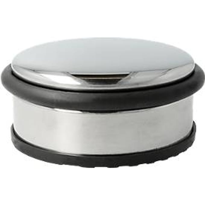 Deurstopper - mat roestvrij staal - Ø 100 x H 40 mm - met rubberen ring als deurbescherming - antislip - zilver