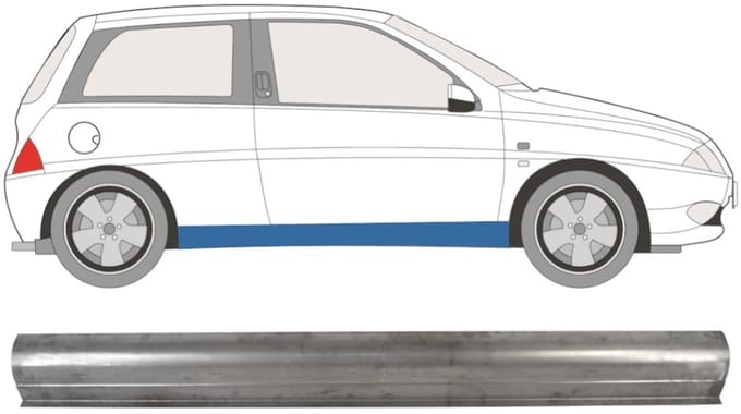 Reparatie dorpel voor Lancia Ypsilon 1995-2003 / Links = Rechts (symmetrisch)
