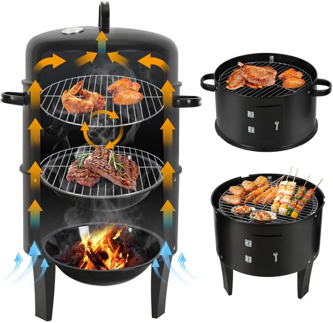 Verticale Rookoven 80 cm – Smoker Barbecue met Dubbele Kamer, Thermometer en Luchtregeling