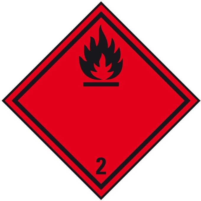 ADR klasse 2.1 sticker brandbare gassen 100 x 100 mm